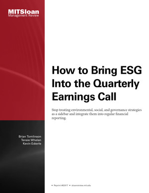 How to Bring ESG Into the Quarterly Earnings Call