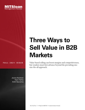 Three Ways to Sell Value in B2B Markets