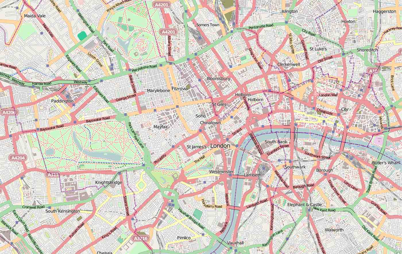 Open Street Map central London.