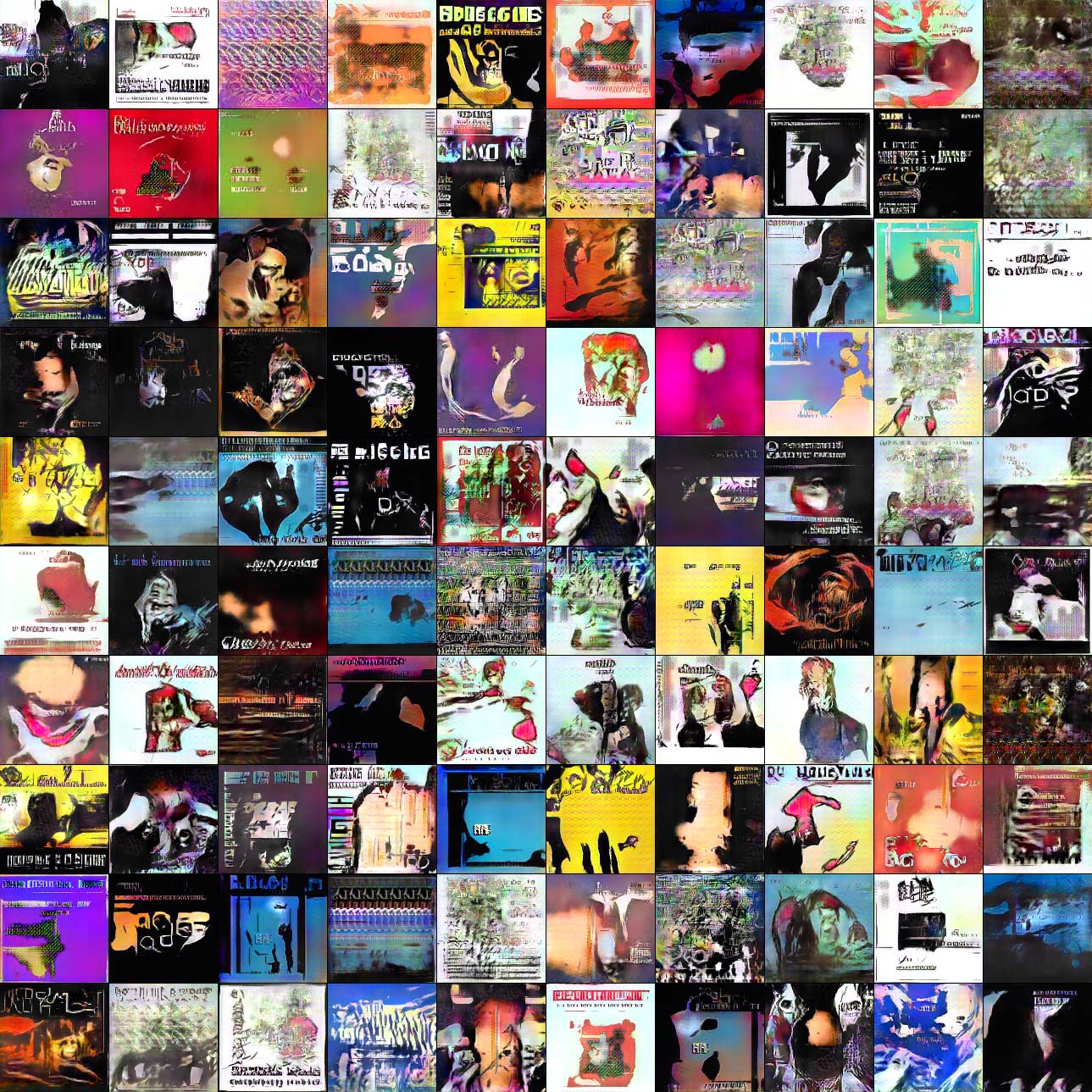 Fictional album covers created by a generative adversarial network