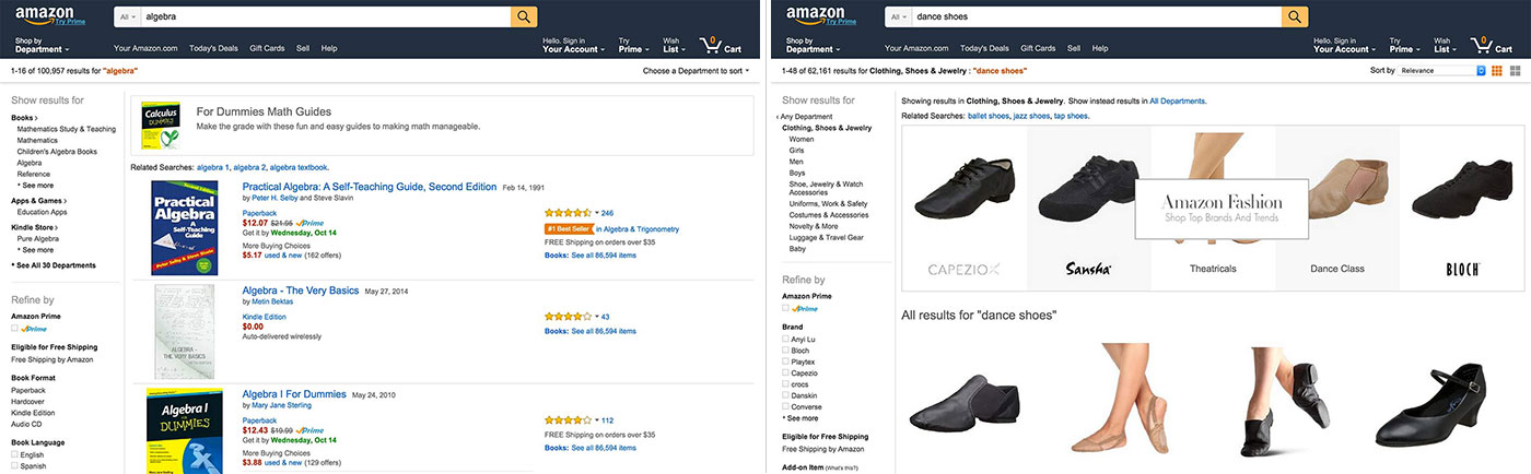 Amazon search results.