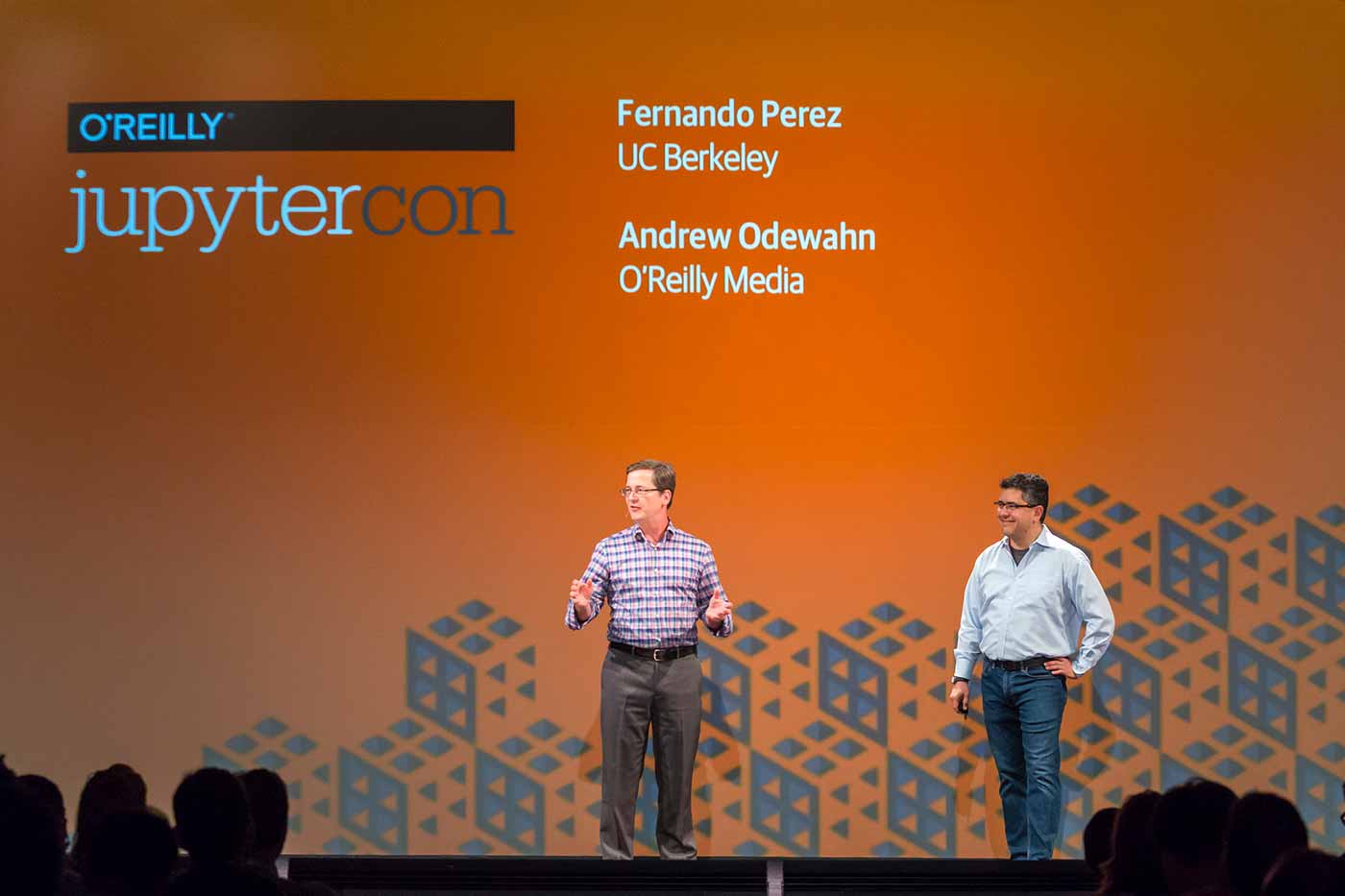 Andrew Odewahn (left) and Fernando Perez (right) at JupyterCon in New York 2017