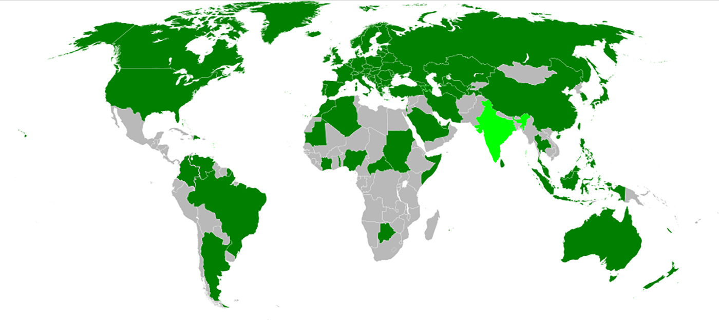 Map of countries with biometric passports (2009)